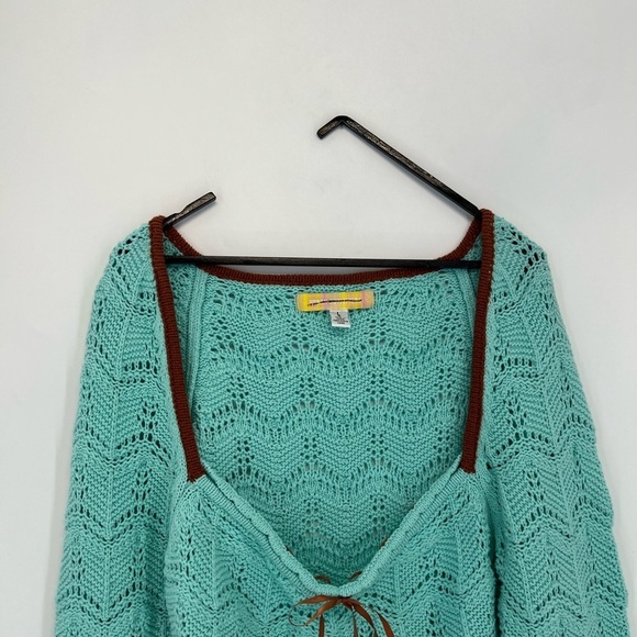 Urban Outfitters Blaire Crochet Square Neck Knit Tie Sweater - Picture 1 of 7